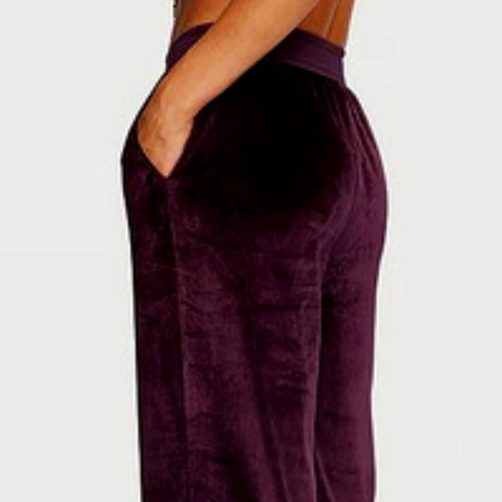 VICTORIA'S SECRET Winter Wine Velour Velvet Ribbed Pants W/ Pockets SZ M**NEW! - Picture 3 of 5